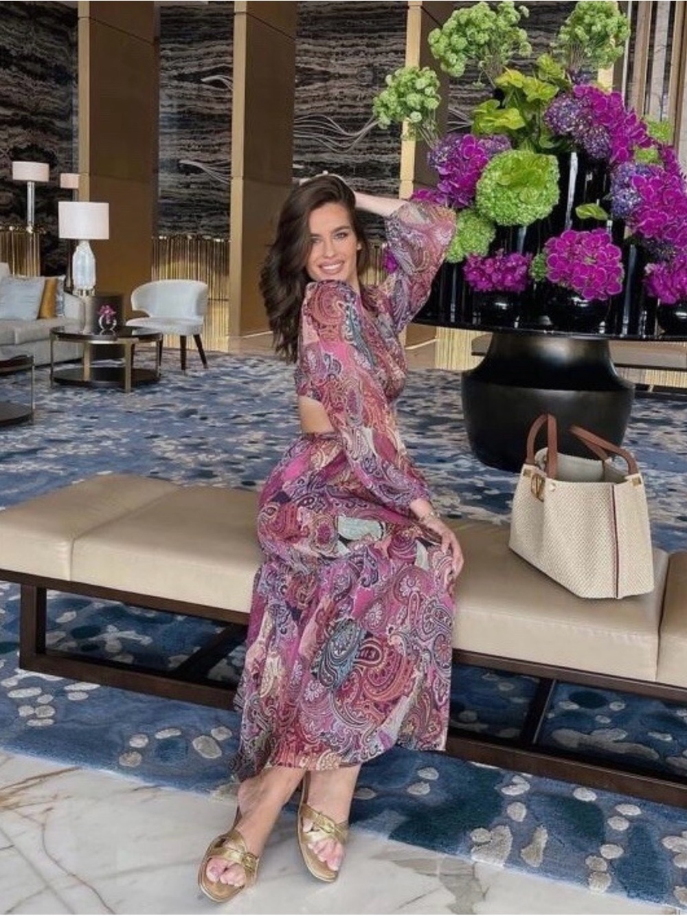 Zara Pink Paisley Maxi Dress